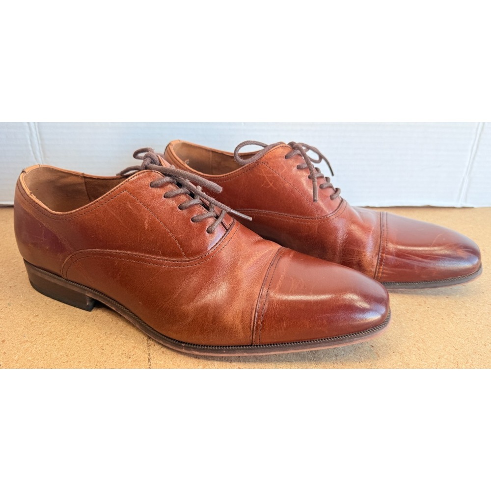 Mens Sz 9D Florsheim Brown Leather Cap Toe Oxford Lace Up‎ Dress Shoes - Picture 4 of 9